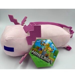 Minecraft Video Game Smooshimals Axolotl Pink Plush Doll Figure / Mojang 11” NEW
